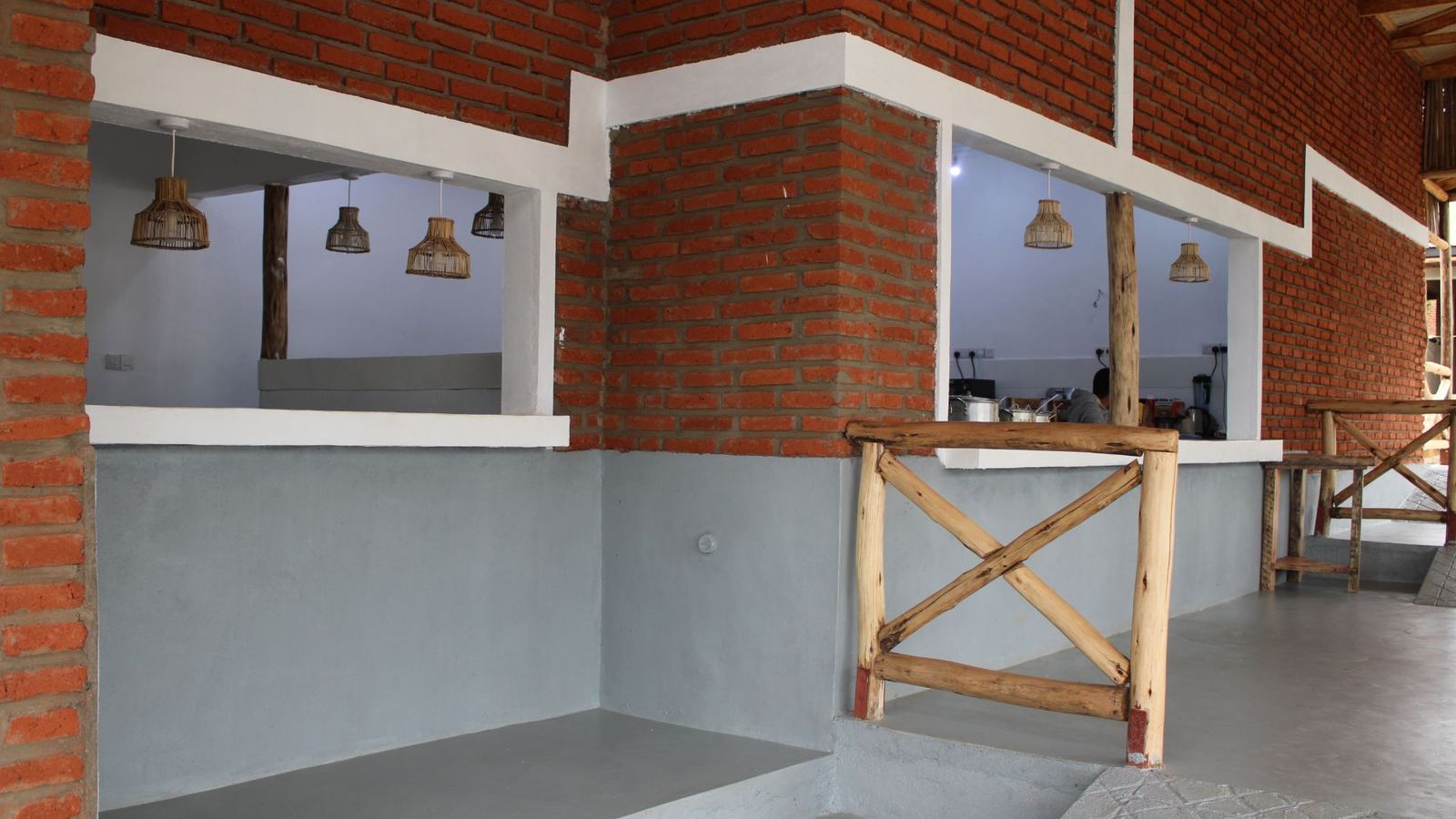 Lounge and bar area, brick and timber
